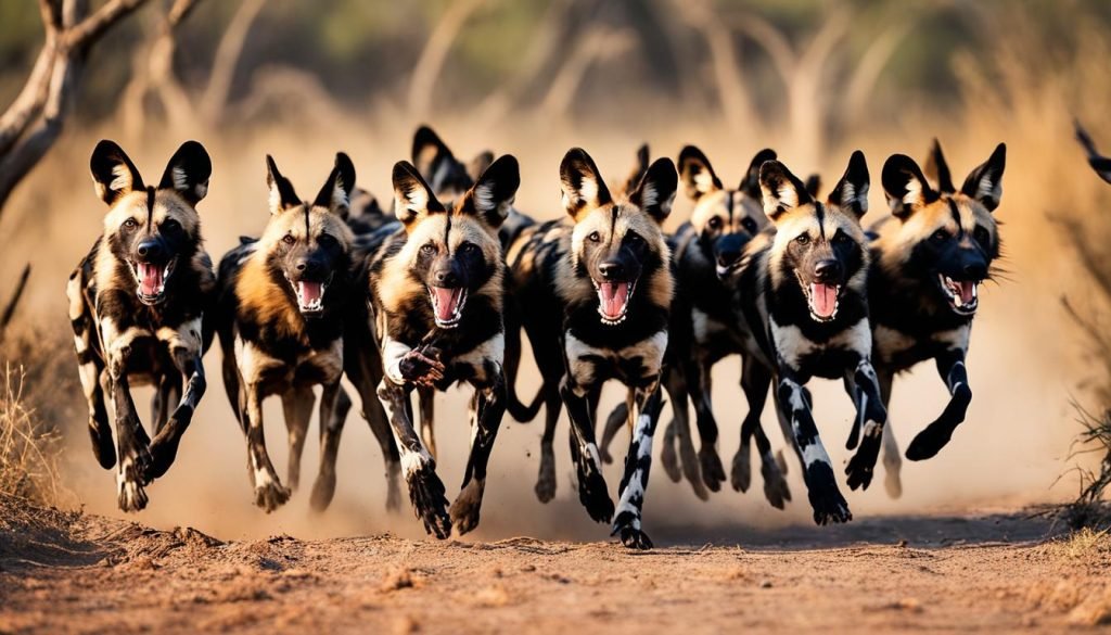 African Wild Dogs Hunting
