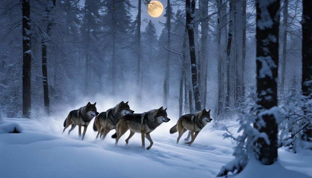 Hunting patterns of wolves