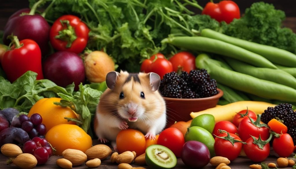 hamster eating vegetables